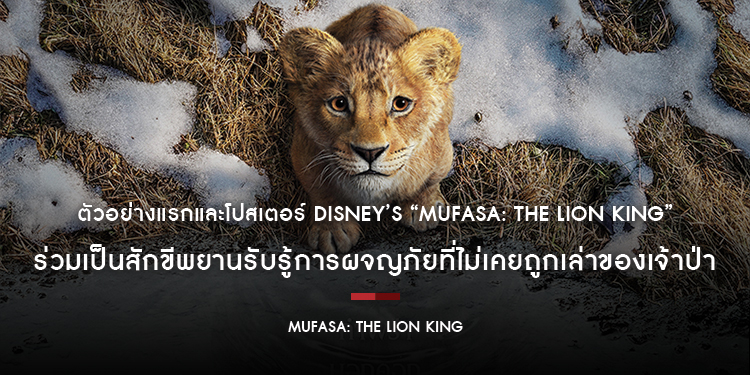 ตัวอย่างแรกและโปสเตอร์จากภาพยนตร์ Disney’s “Mufasa: The Lion King” ร่วมเป็นสักขีพยานรับรู้การผจญภัยที่ไม่เคยถูกเล่าของเจ้าป่า เตรียมเข้าฉาย 19 ธันวาคม